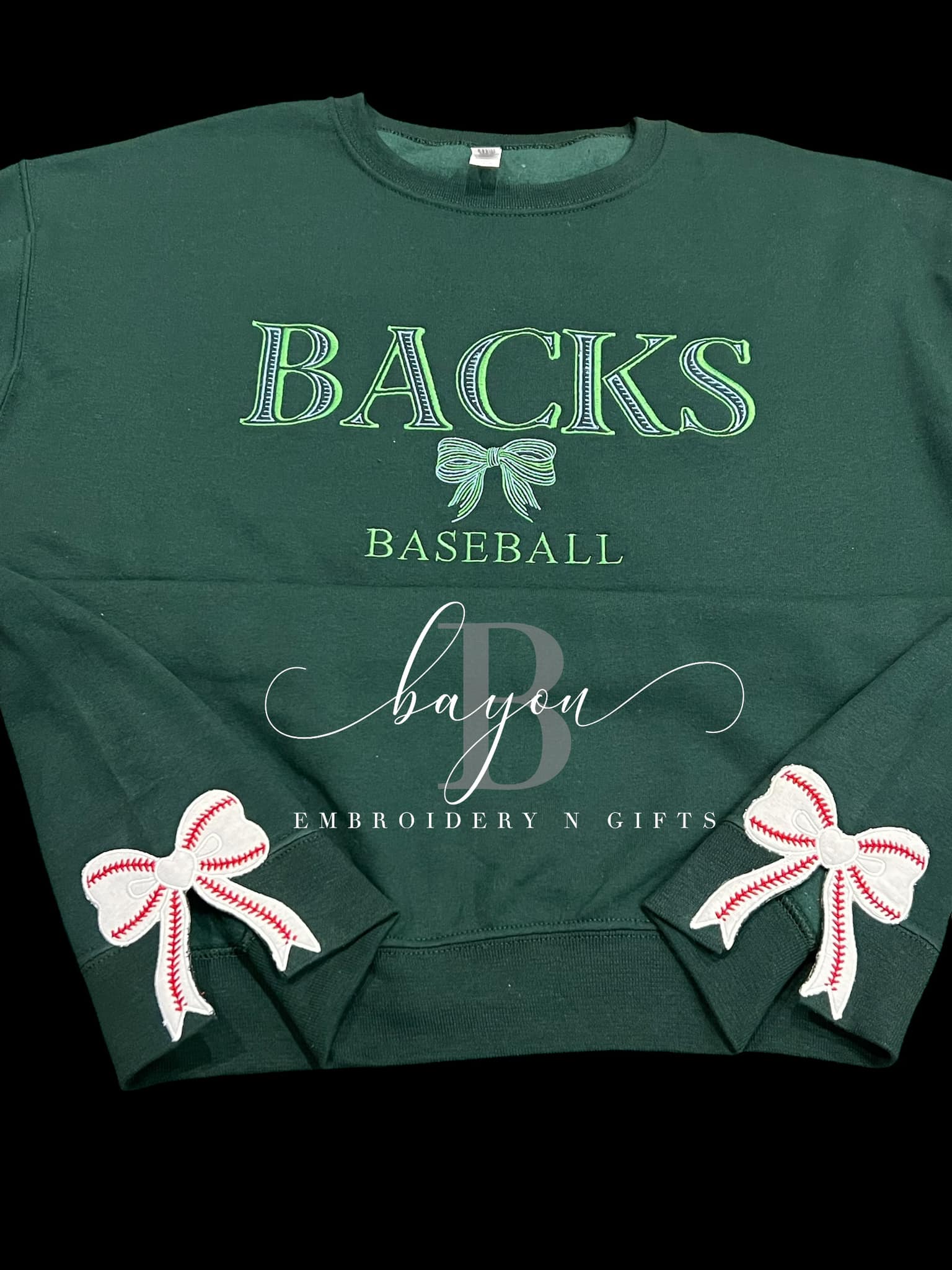 Leather "Backs" - side split bows- baseball- croquet bow