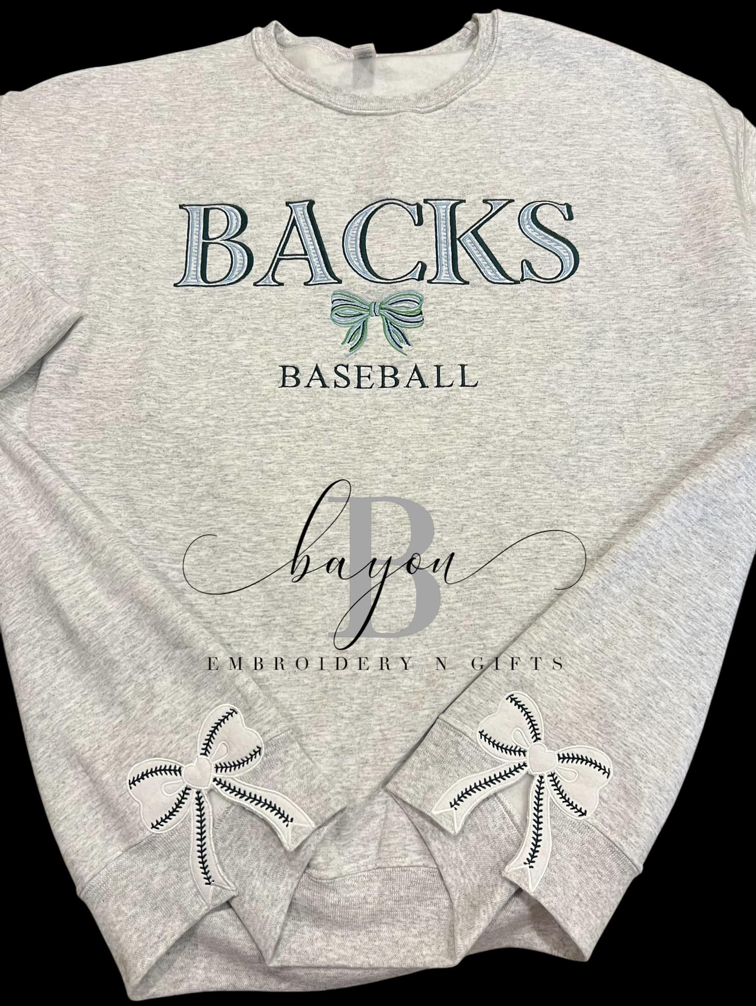 Leather "Backs" - side split bows- baseball- croquet bow
