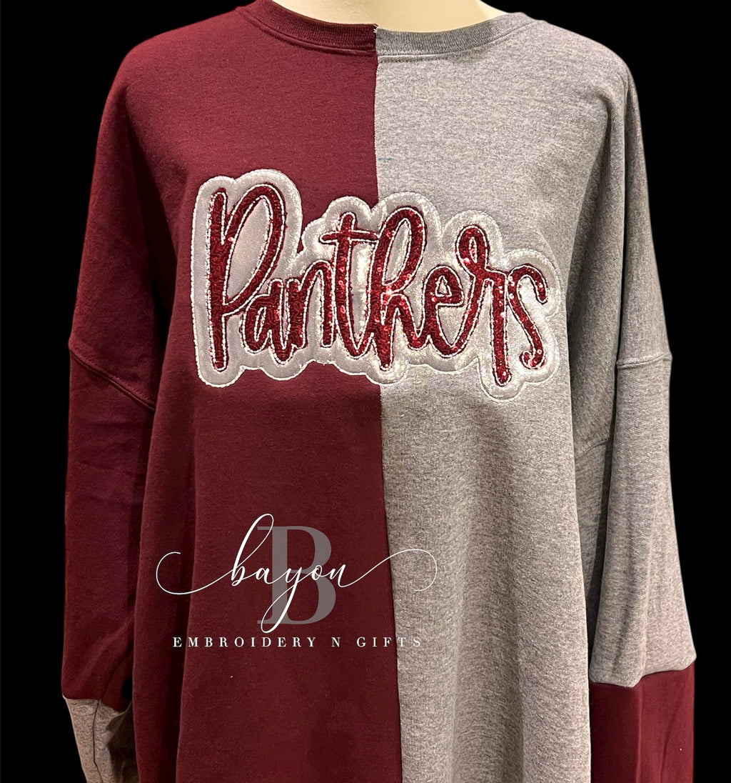 Color blocked sweat shirt with team name
