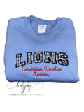 Lions with gingham applique letters