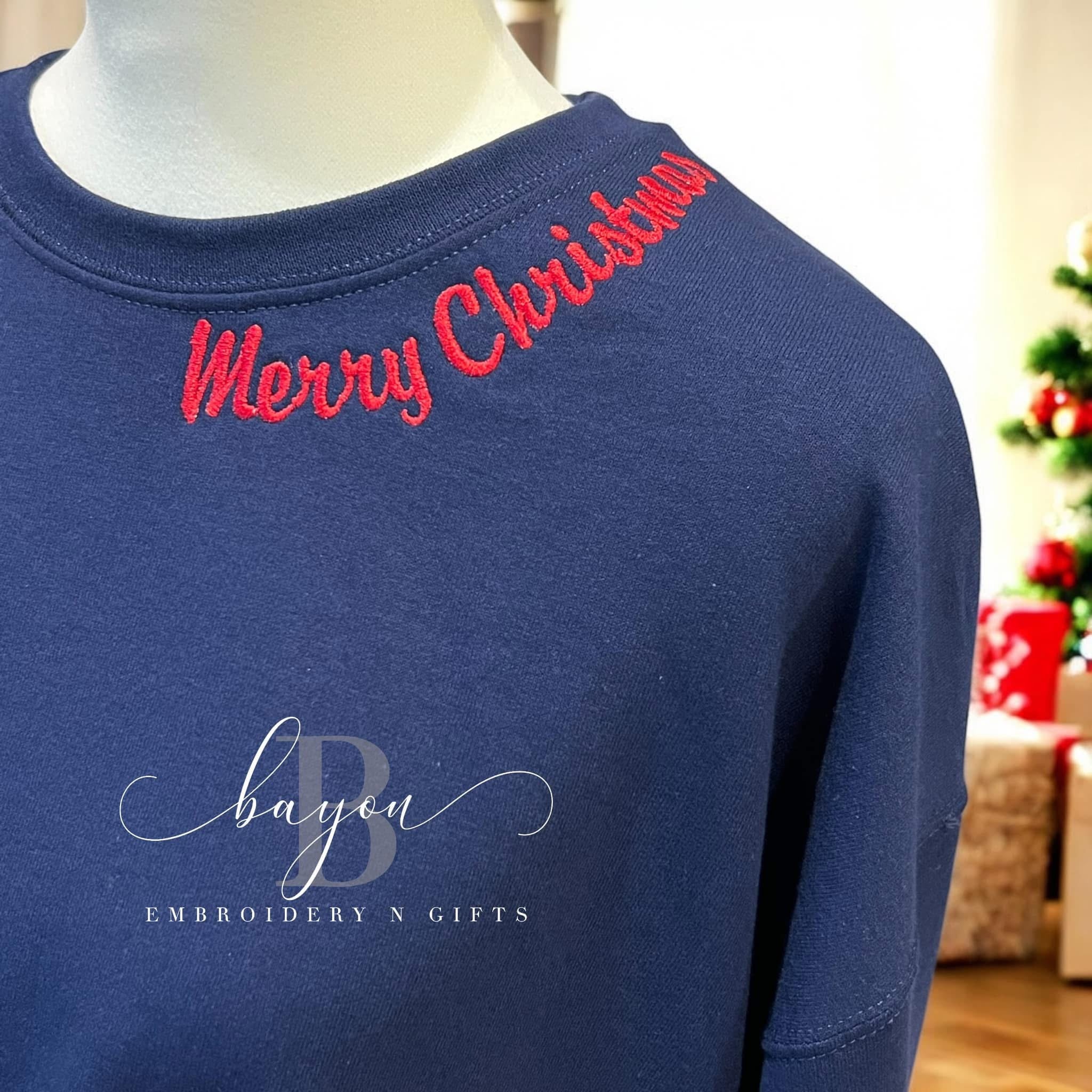 Merry Christmas neckline with bows