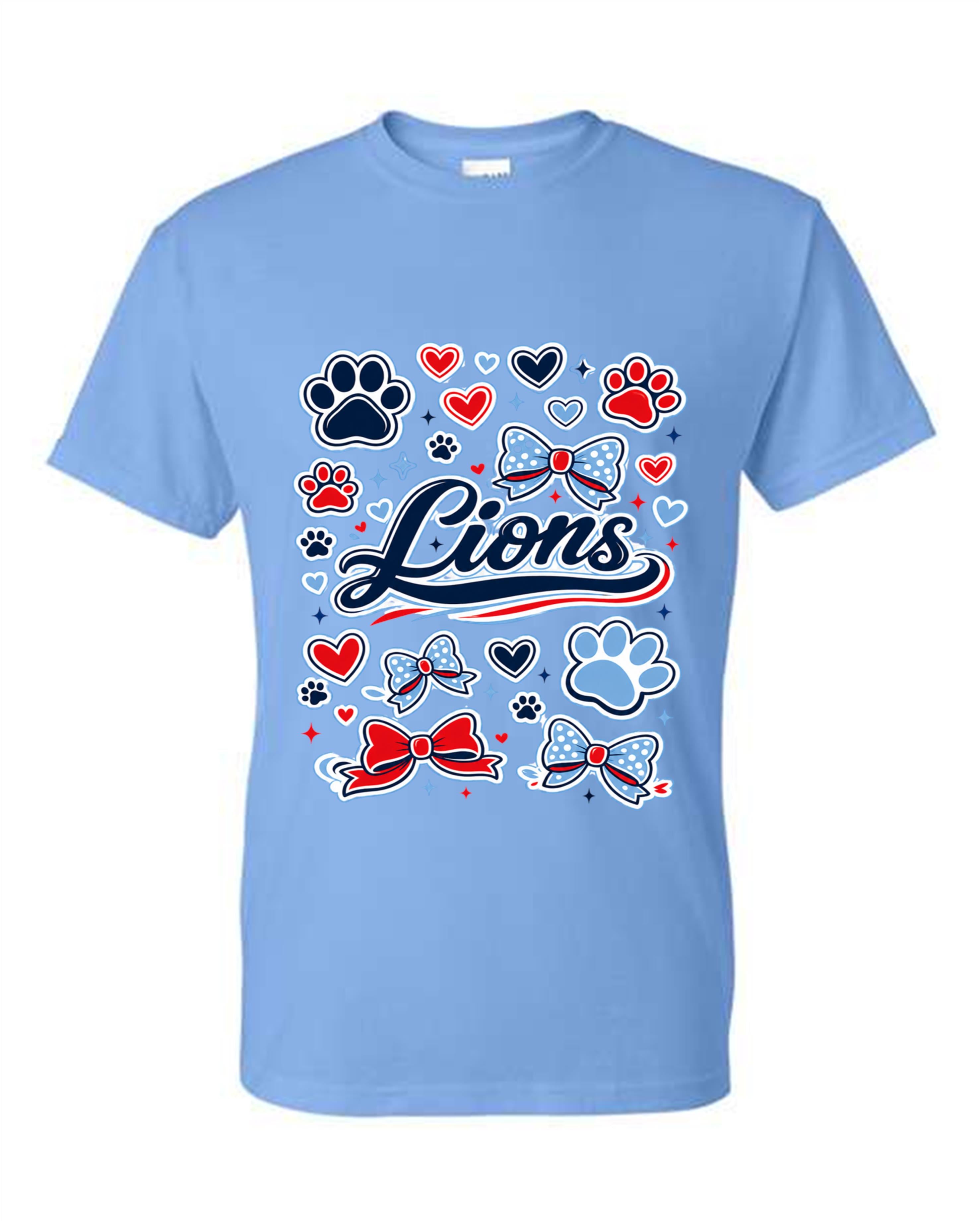 CCA CORNERSTONE LIONS in Script with Pawprints, Hearts & Bows Design #M