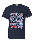 CCA CORNERSTONE LIONS in Script with Pawprints, Hearts & Bows Design #M