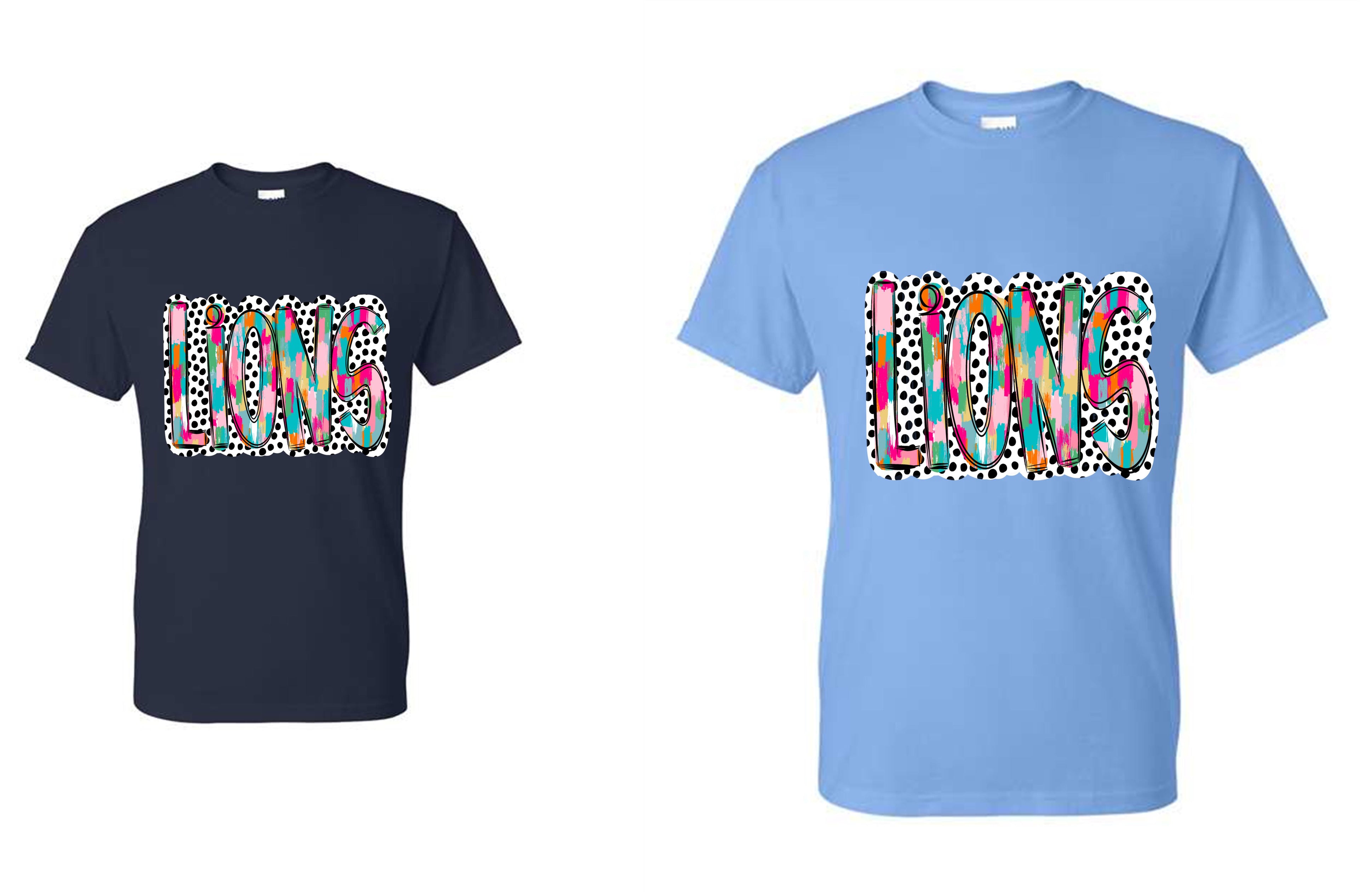 CCA CORNERSTONE LIONS Lions Word in Colorful Brushstrokes and Polka Dots Design #Z