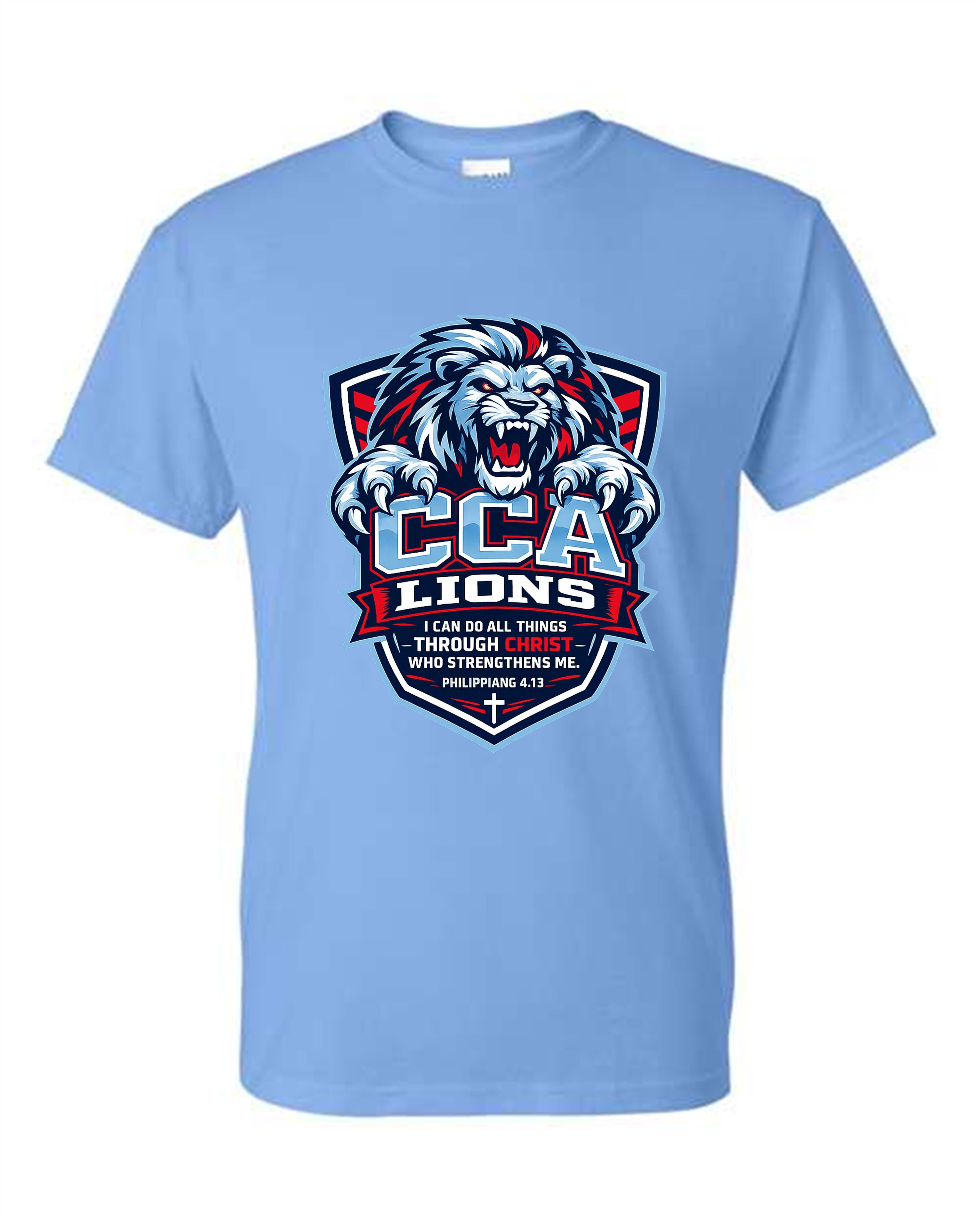 CCA CORNERSTONE LIONS Lion Emerging from crest with Bible Verse Design #C