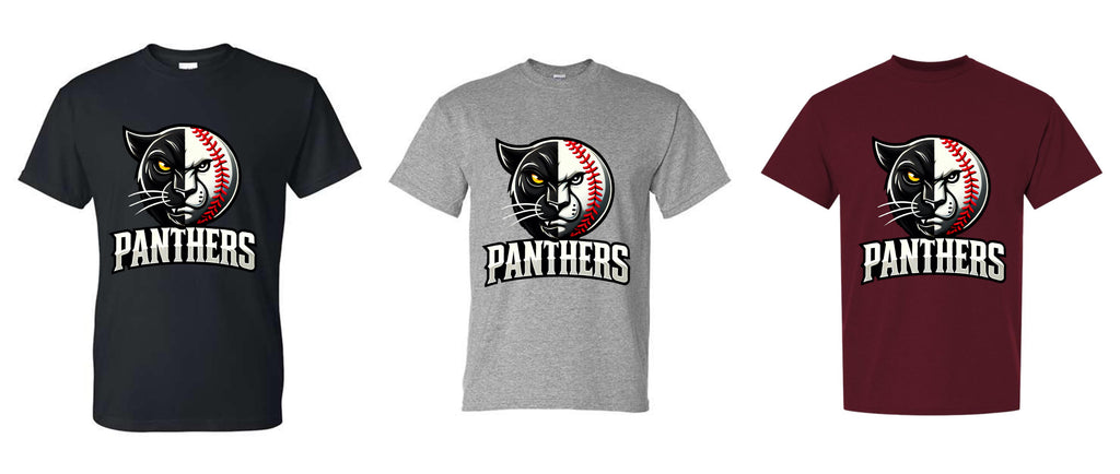 MHS SPIRIT SHIRTS Baseball with Panther Face and Two Toned Panthers Word