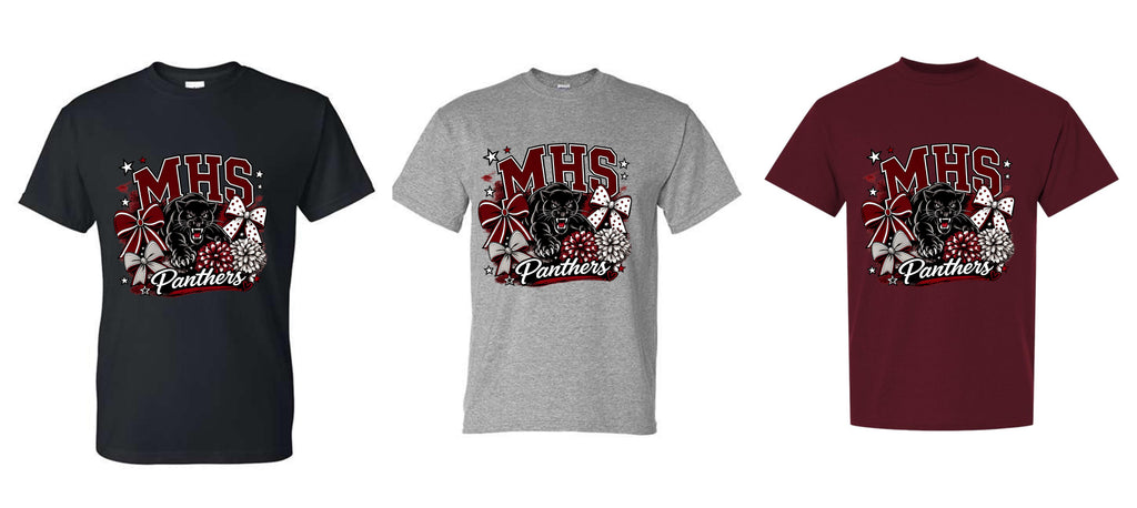 MHS SPIRIT SHIRTS PANTHERS POM POM AND BOWS**