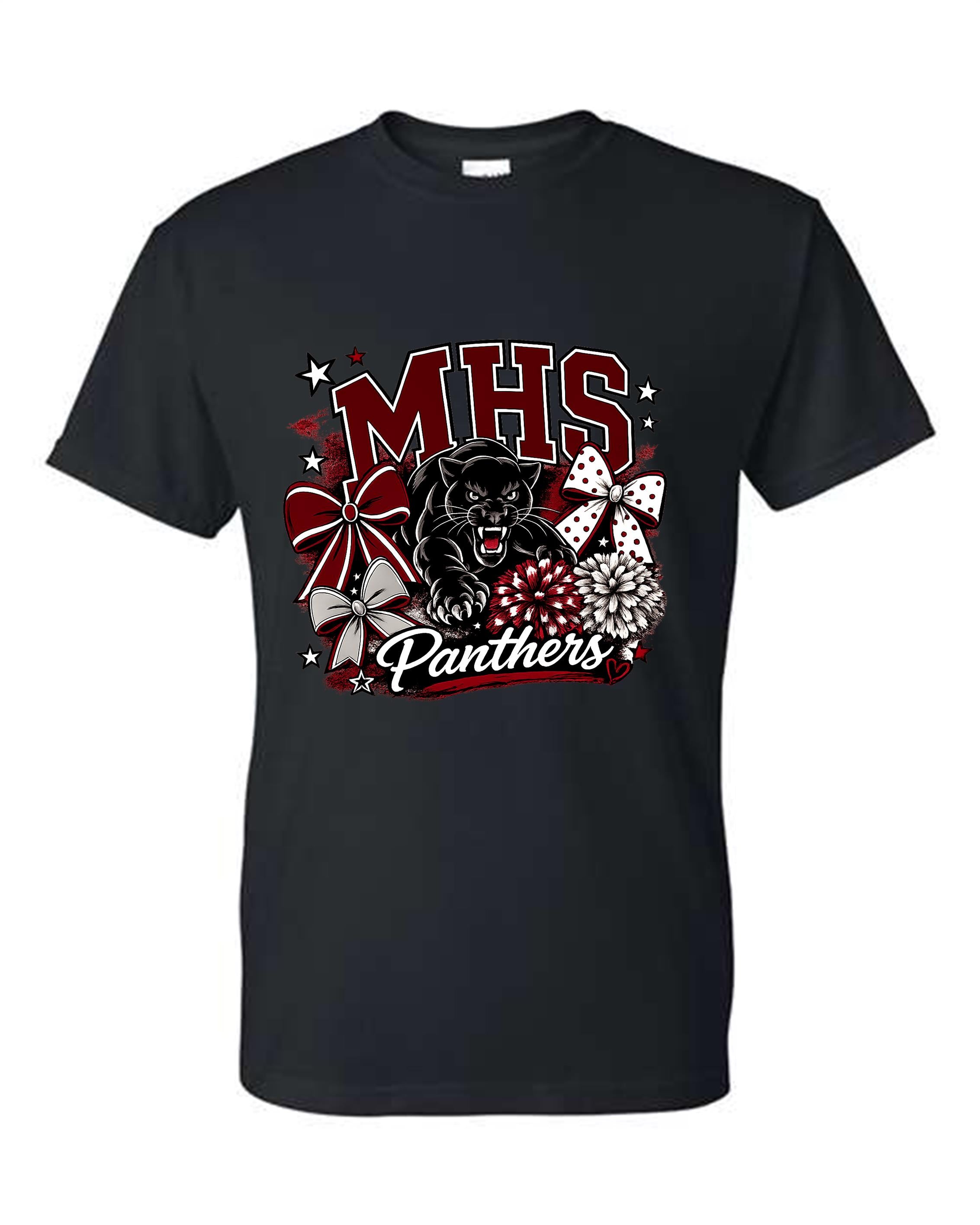 MHS SPIRIT PANTHERS POM POMS AND BOWS Design E