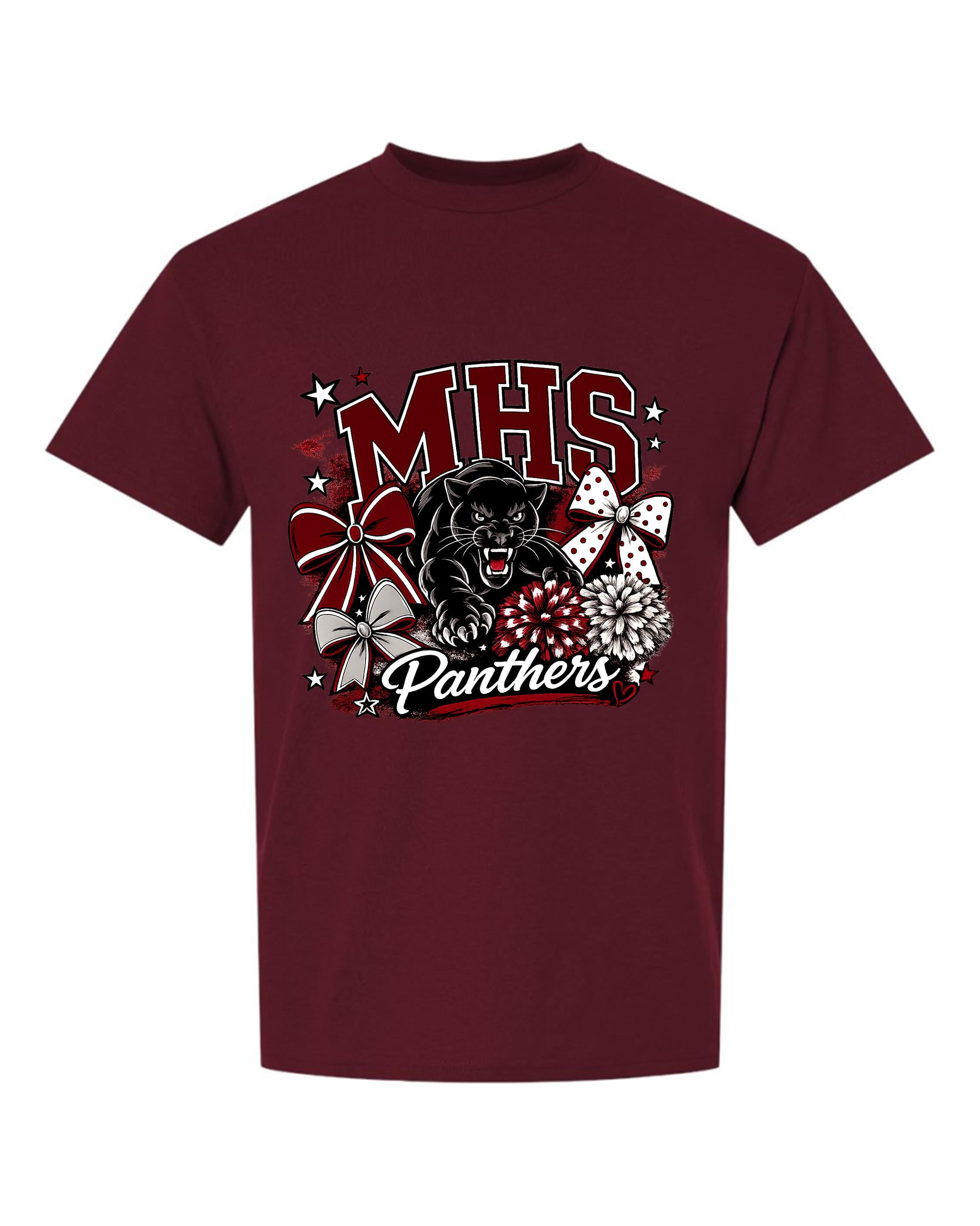 MHS SPIRIT PANTHERS POM POMS AND BOWS Design E