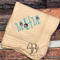 Heirloom baby quilt/throw quilt/lap quilt w/ 3 letter monogram