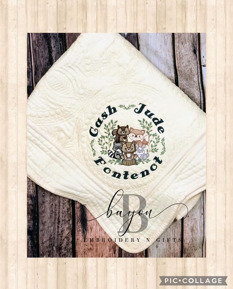 Heirloom baby quilt/throw quilt/lap quilt w/ 3 letter monogram