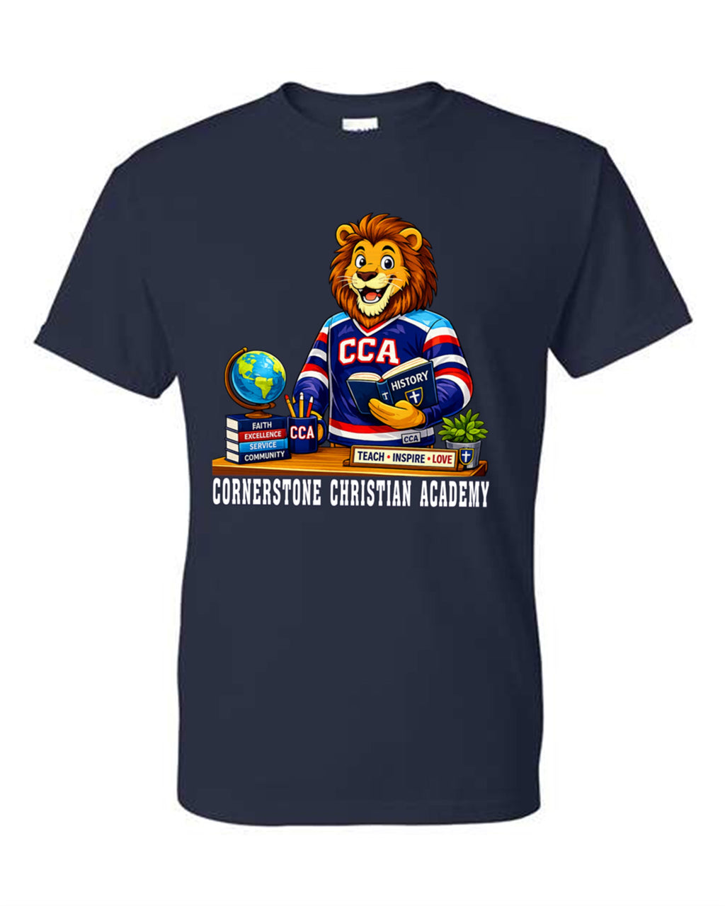 CCA LIONS CHRISTIAN ACADEMY LION AT A DESK