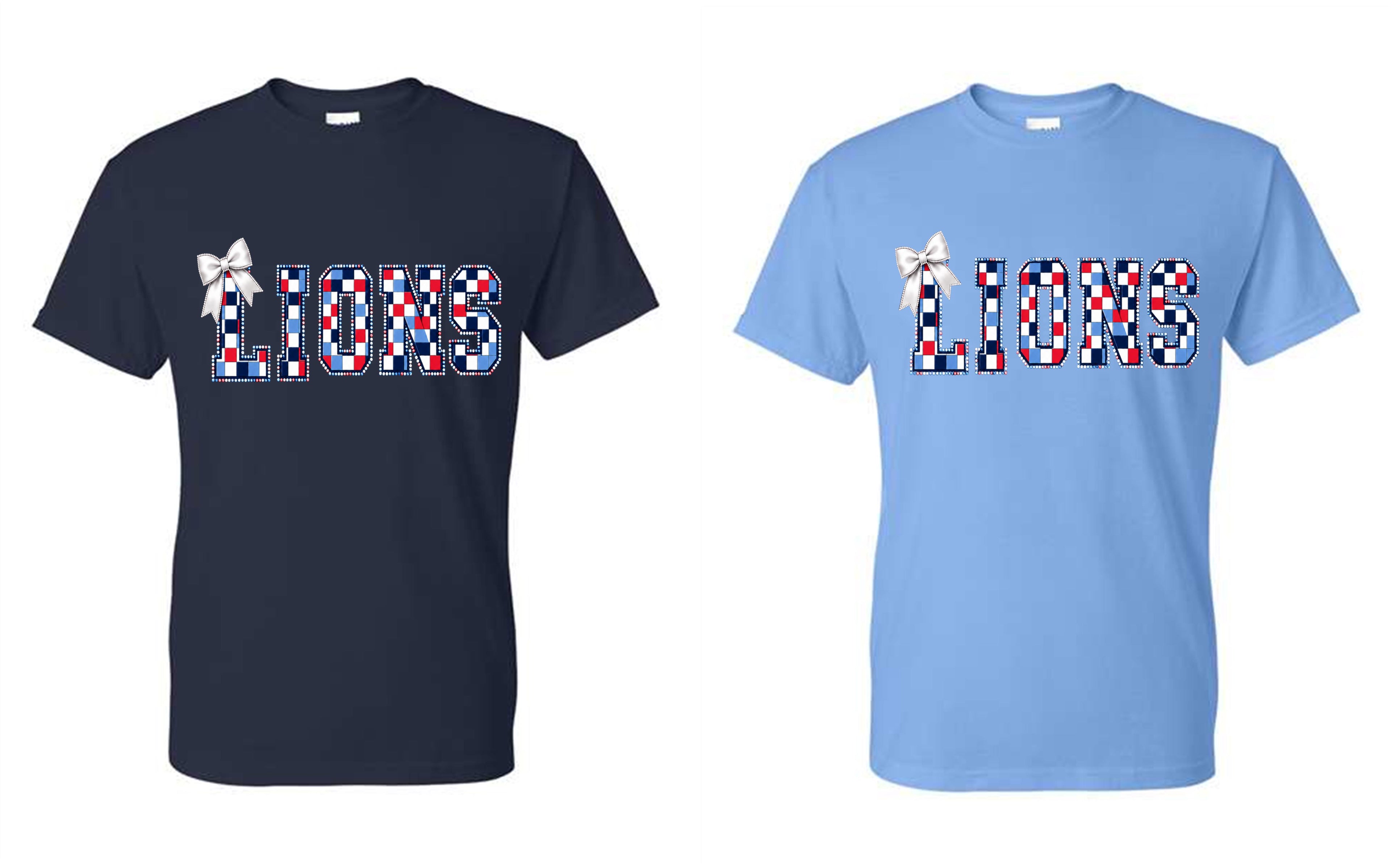 CCA LIONS COLOR BLOCKS WORD WITH BOW