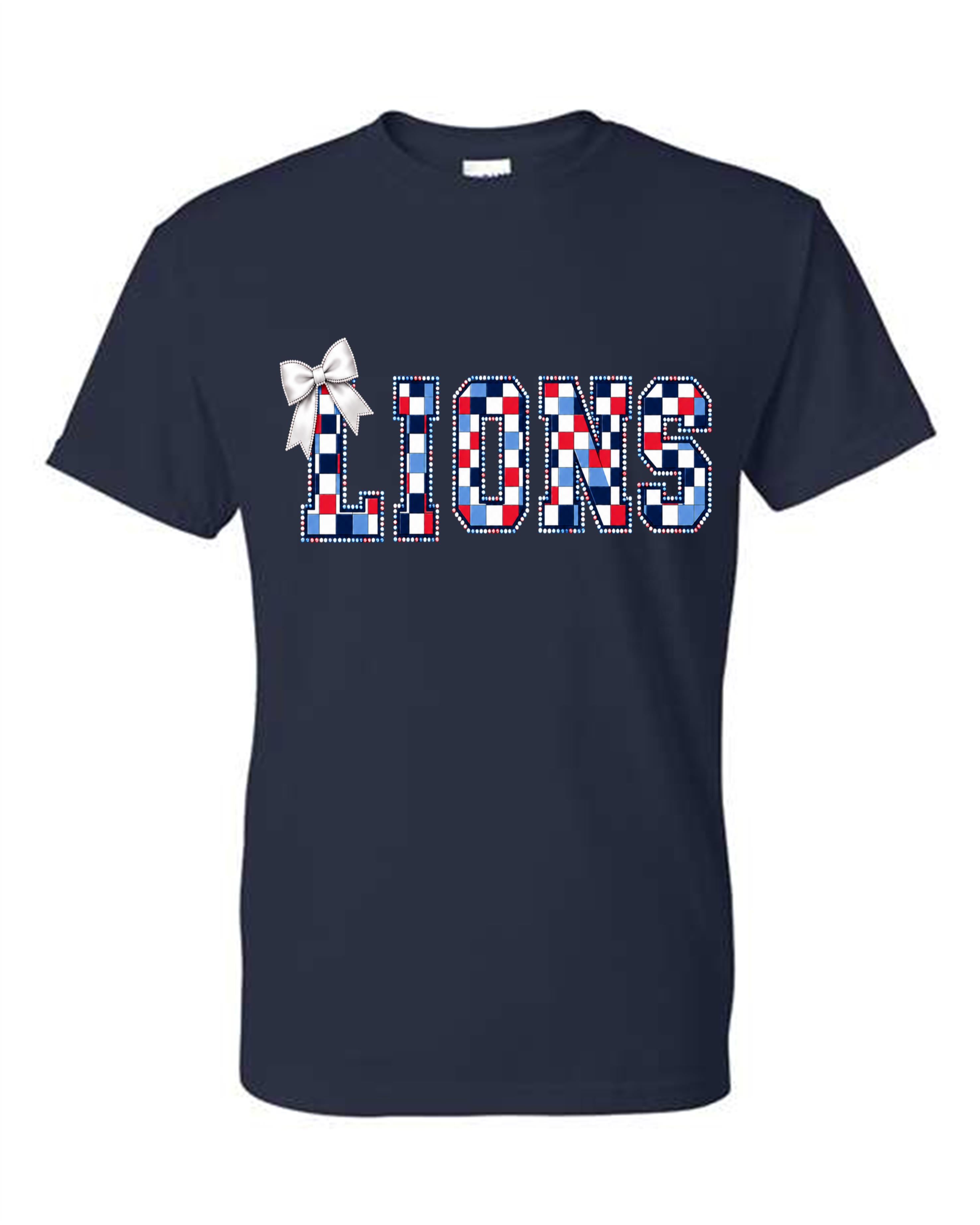 CCA LIONS COLOR BLOCKS WORD WITH BOW
