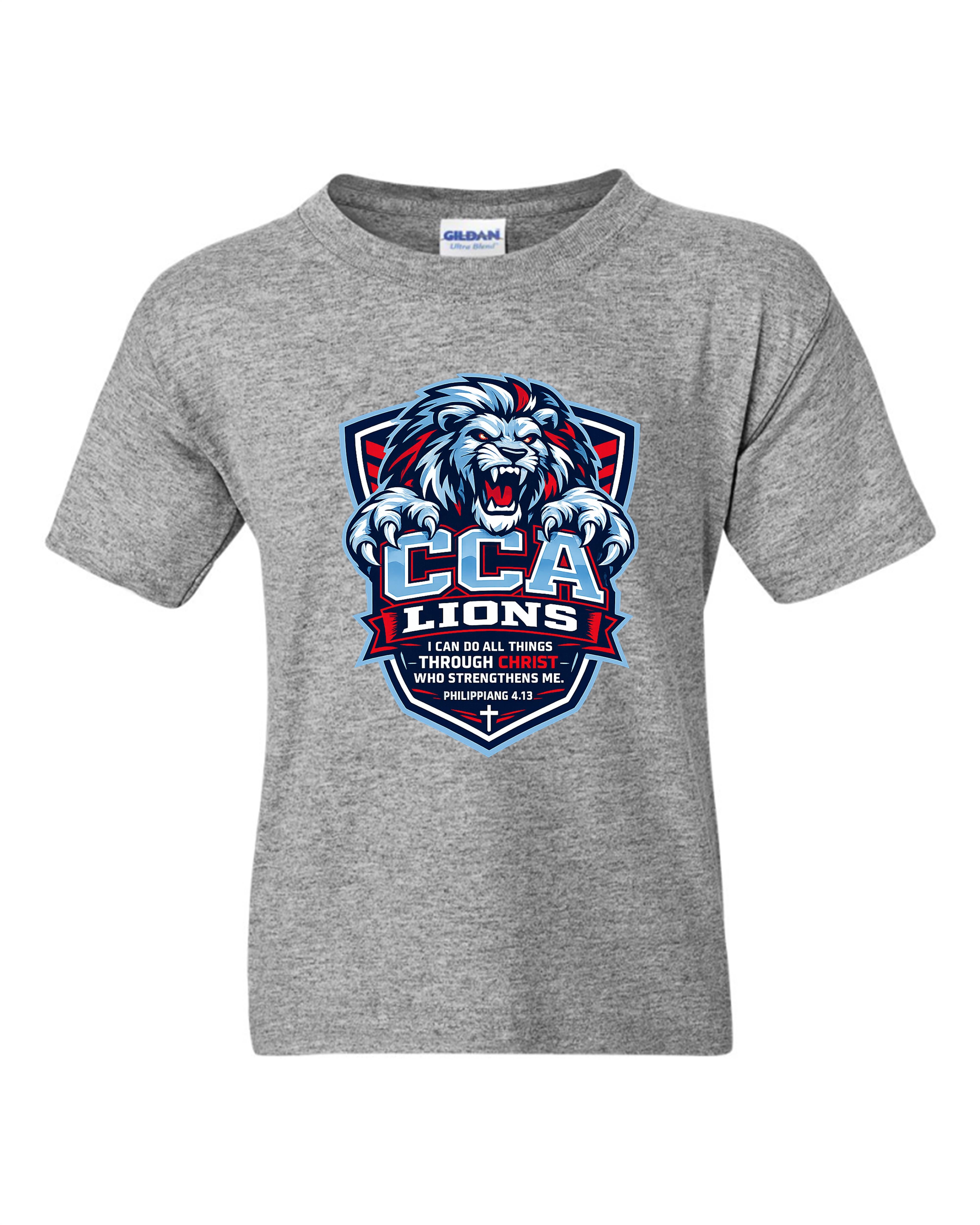 CCA CORNERSTONE LIONS Lion Emerging from crest with Bible Verse Design #C