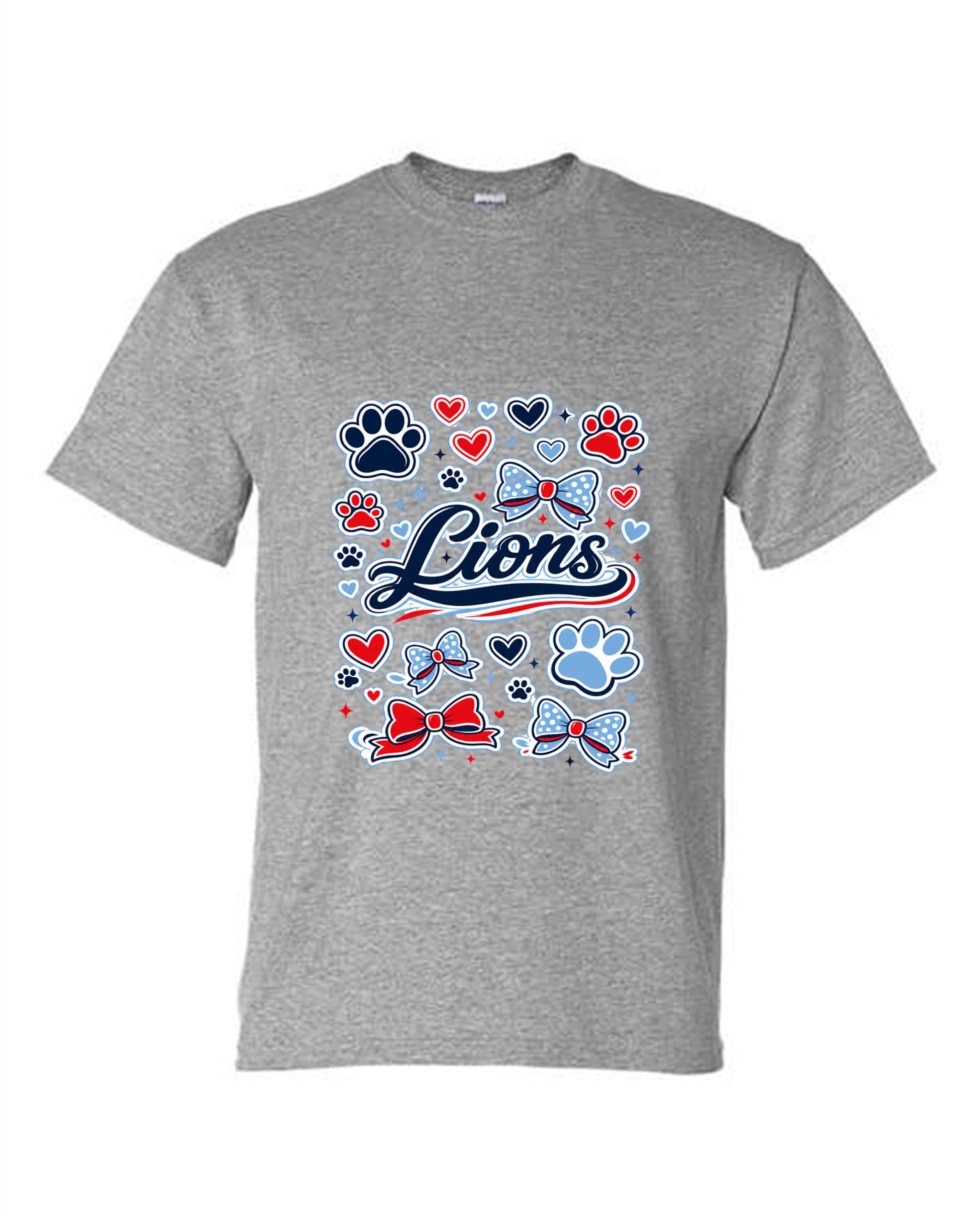 CCA CORNERSTONE LIONS in Script with Pawprints, Hearts & Bows Design #M