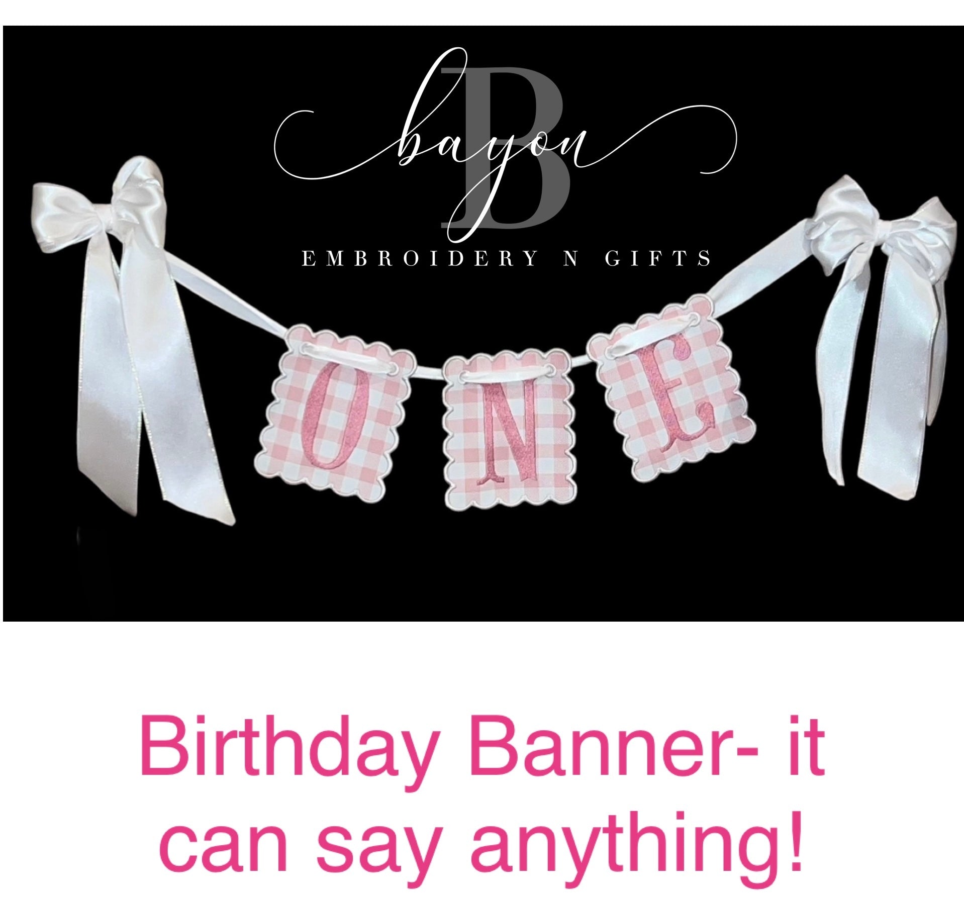 Birthday Banner embroidered