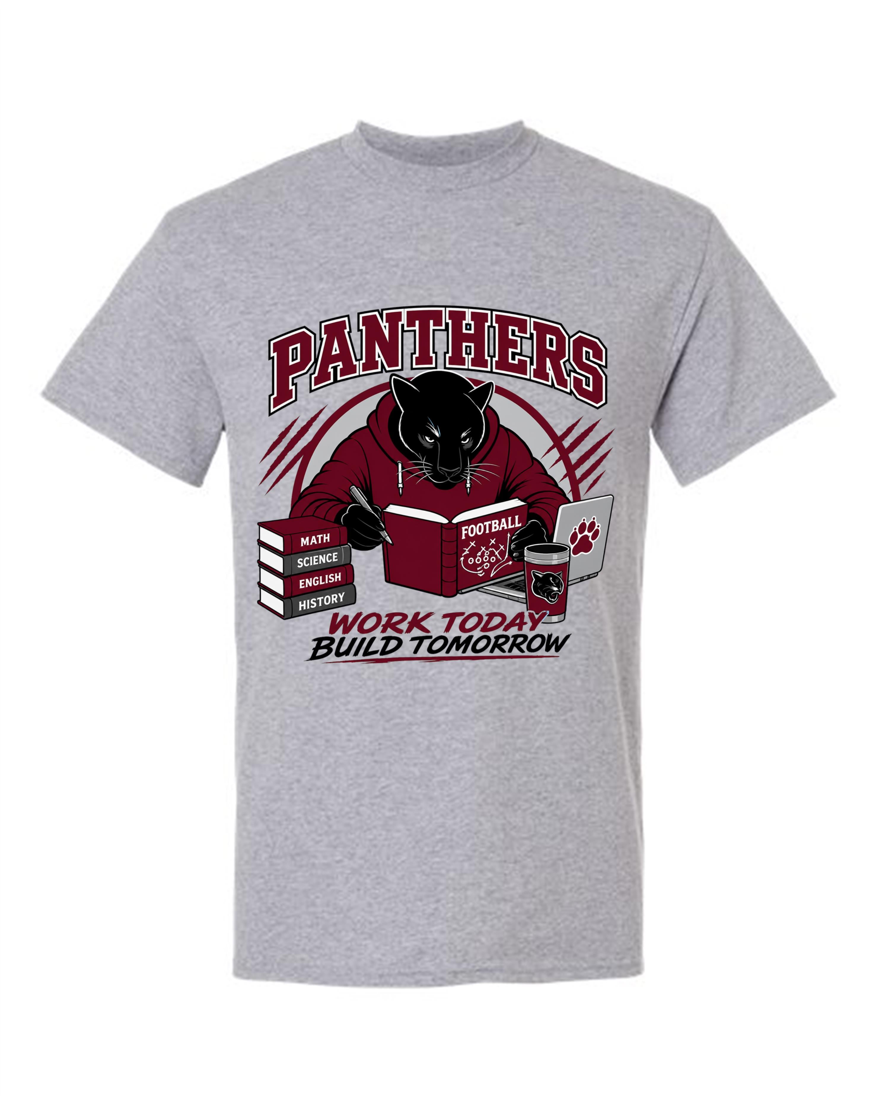 MHS SPIRIT SHIRTS PANTHER LOOKING OVER FOOTBALL PLAYS **